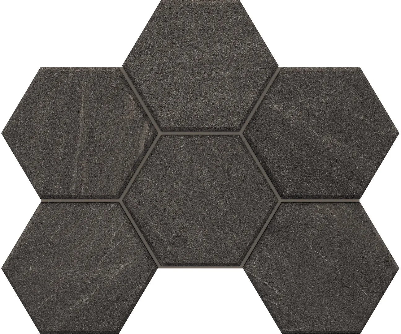 Мозаика estima gb03 gabbro hexagon anthracite серый 25x28.5