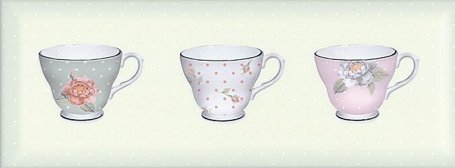 Керамическая плитка декор веджвуд чашки зеленый грань 15x40