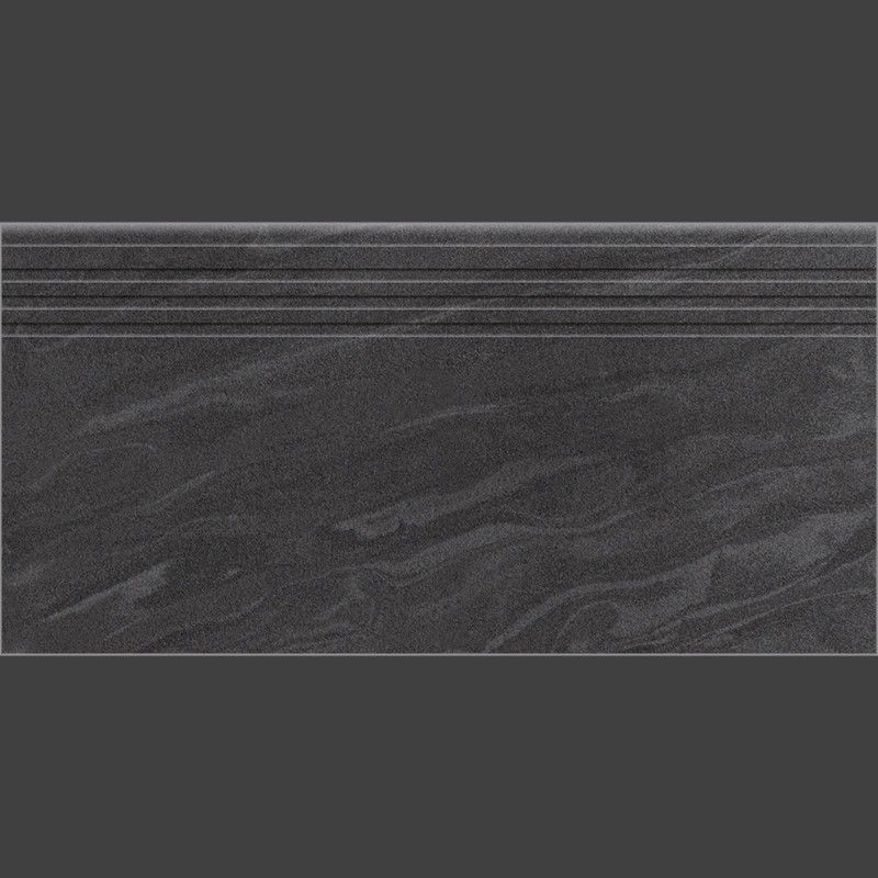 Ступени Амба Черный с насечками 30x60