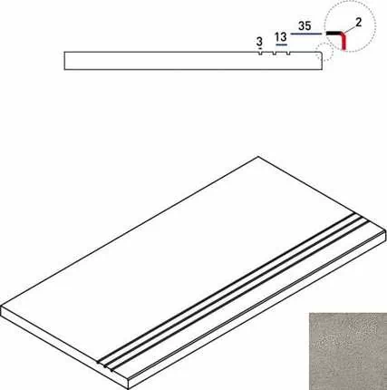 Керамогранит Ступень Италон discover x2 grey bordo grip 30x60 30x60