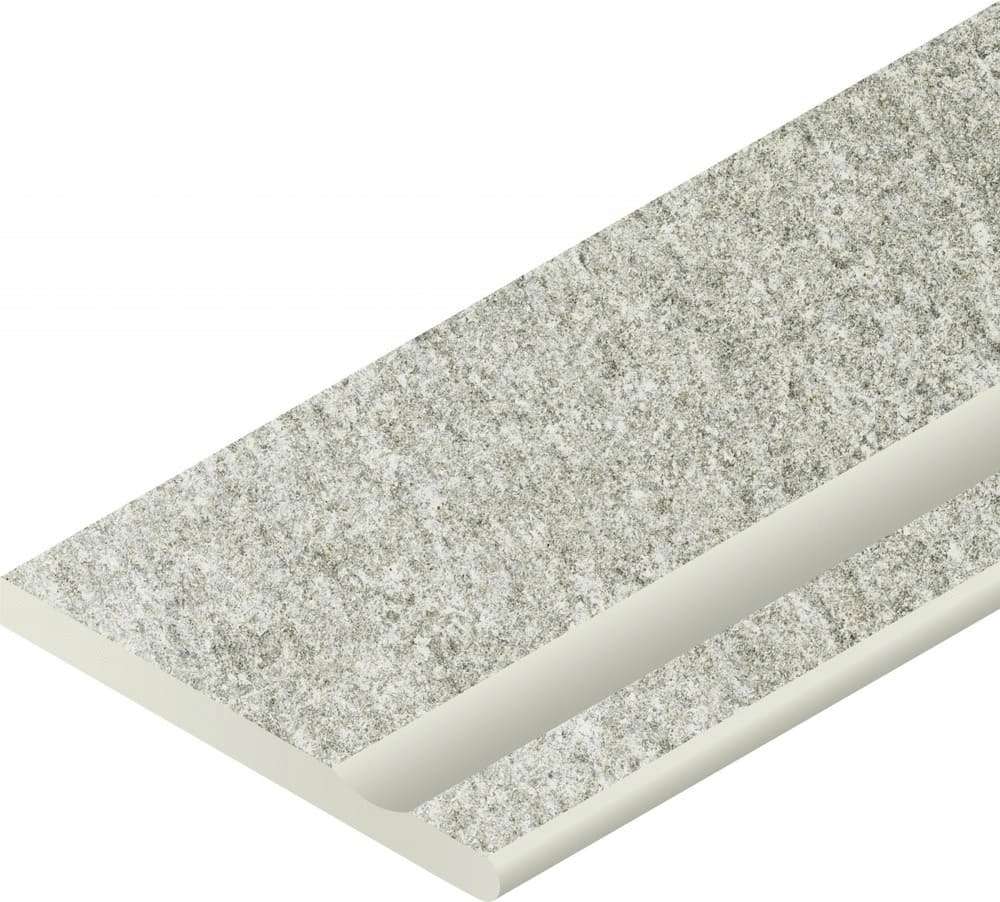 Керамогранит Бортик Нордика Айс с выемкой закругленный правый 620090001050 серый 30x60