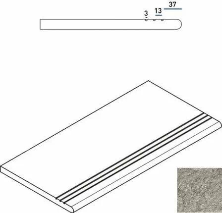 Керамогранит Ступень Италон discover x2 grey gradino round grip 30x60 30x60