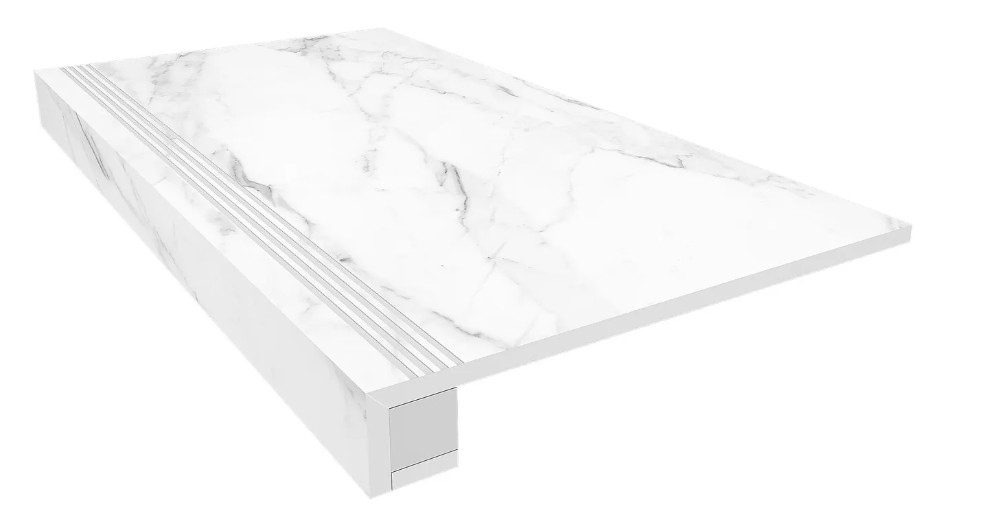 Ступени Комплект estima sm01 ametis supreme platinum (33x120 непол. прямоугол. бортик с насечками + Подступенок 14,5x120) 33x120