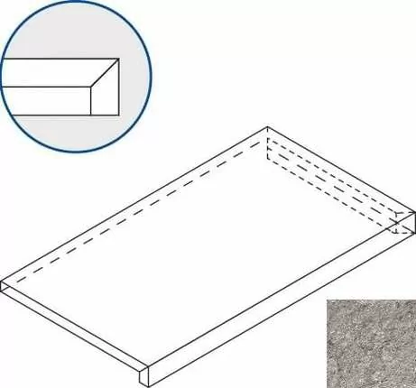 Керамогранит Ступень Италон discover x2 grey scalino angolare dx 33x60 33x60