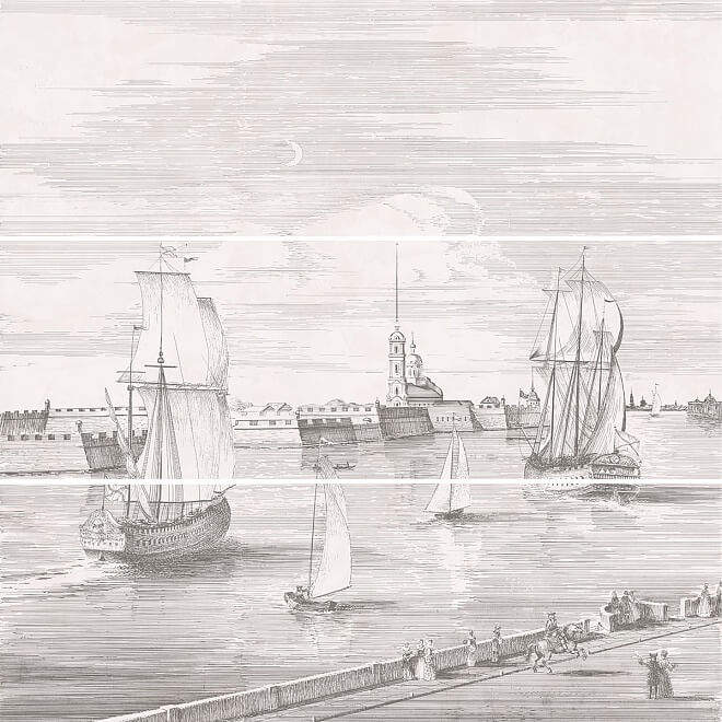 Керамическая плитка Панно Город на воде spb 75x75