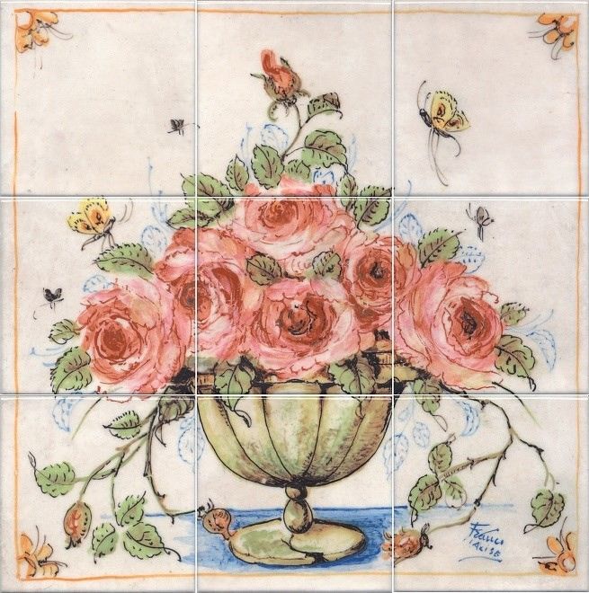 Керамическая плитка панно форио розы 45x45