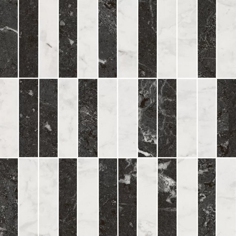 Керамическая плитка Декор kerama marazzi kmd2msa003br Тубкаль мозаичный микс черный белый глянцевый обрезной 30x30