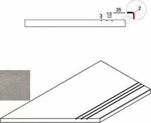 Керамогранит Ступень Италон discover x2 grey bordo grip sx левый 30x60 30x60