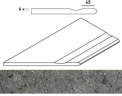 Керамогранит ГРЭЙ БОРТИК 30x60 С ВЫЕМКОЙ ЗАКРУГ.ЛЕВ. 30x60