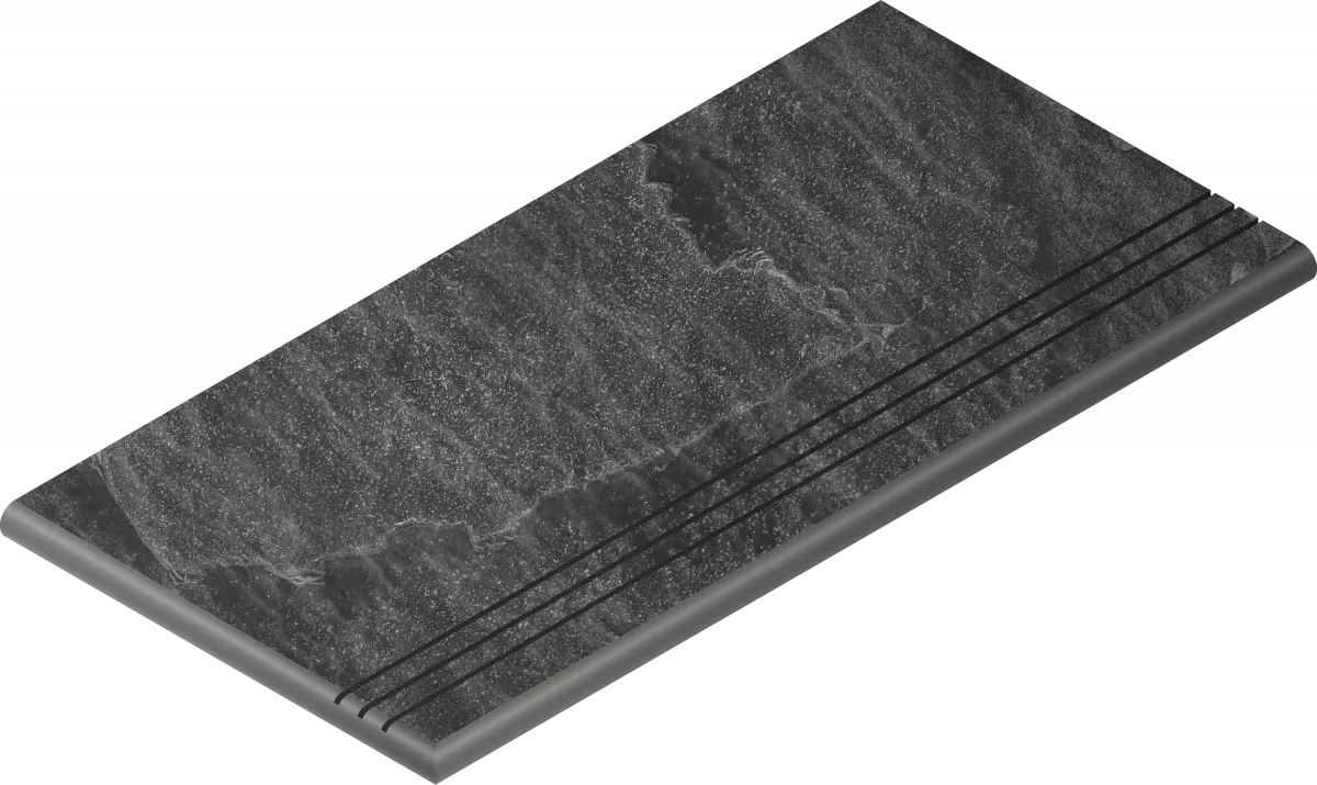 Ступени Италон Материя x2 Титанио 120 закругленная грип левая 620040000207 черный 30x120