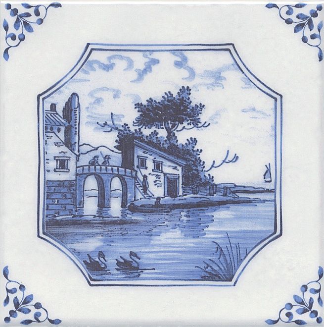 Керамическая плитка декор английский делфт замок 20x20