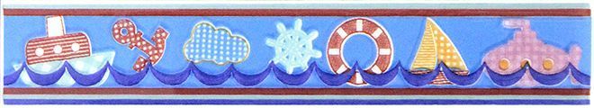 Керамическая плитка Бордюр Морская прогулка 3,6x20