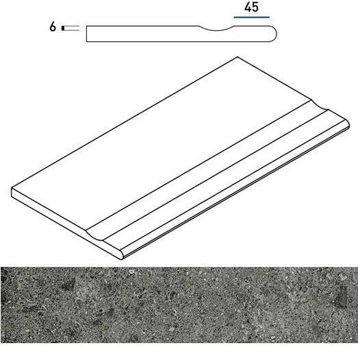 Керамогранит ГРЭЙ БОРТИК 30x60 С ВЫЕМКОЙ ЗАКРУГЛЁН 30x60