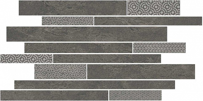 Керамогранит Декор Ламелла серый темный мозаичный 25x50,2