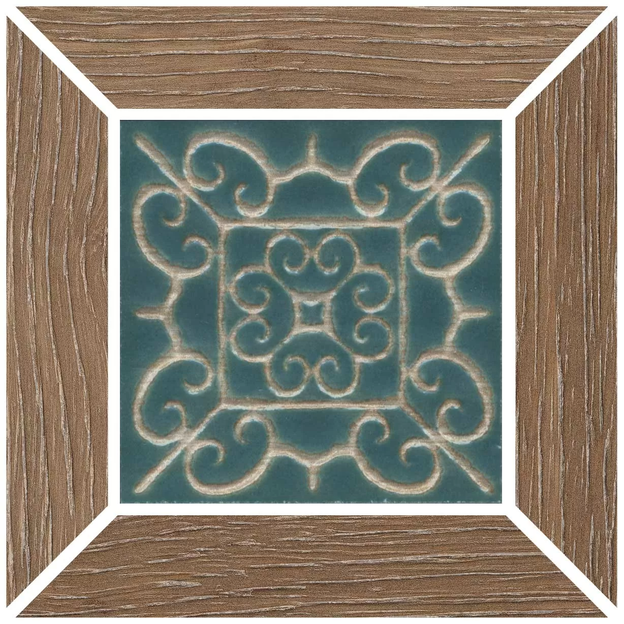 Керамическая плитка Вставка kerama marazzi id157 Тровазо наборный коричневый светлый матовый 13x13