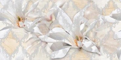 Керамическая плитка дубай декор ромбы и цветы 5 светло-бежевый 25x50