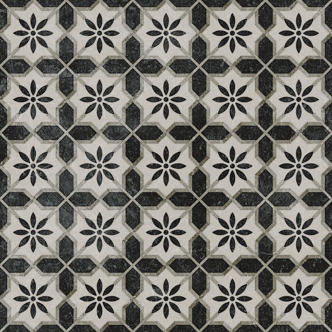 Керамогранит декор фреджио 1 черно-белый 20x20