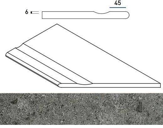 Керамогранит ГРЭЙ БОРТИК 30x60 С ВЫЕМКОЙ ЗАКРУГ.ПР 30x60