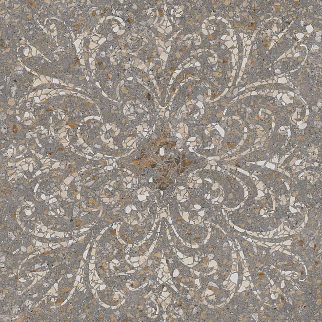 Керамогранит Терраццо коричневый декорированный обрезной 60x60