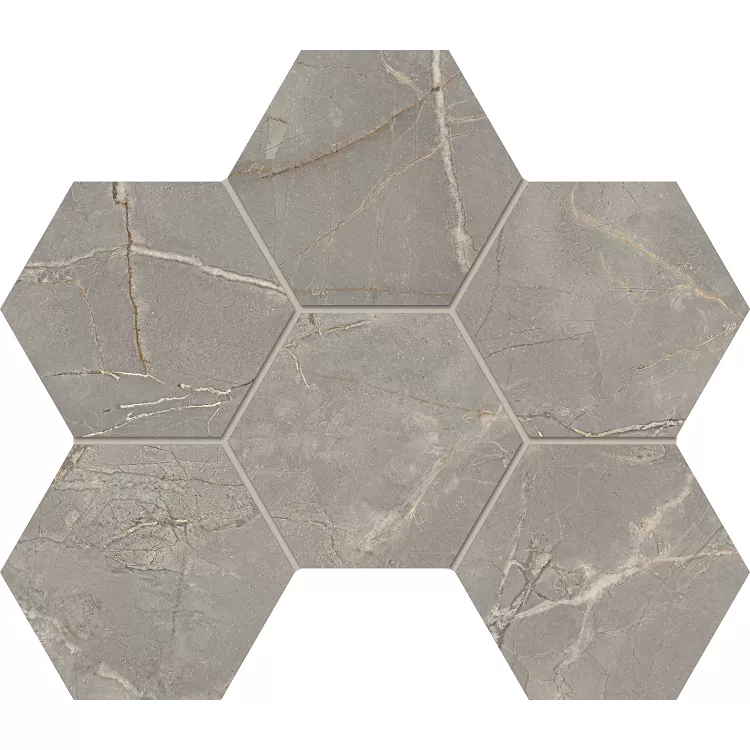 Мозаика estima br03 bernini hexagon grey серый неполированный 25x28.5