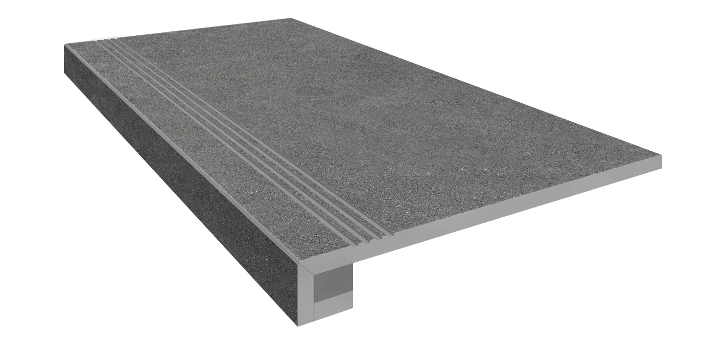 Ступени Комплект estima ln03 luna anthracite (Ступень 33x120 непол. прямоугол. бортик с насечками + Подступенок 14,5x120) 33x120