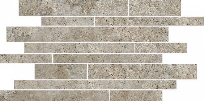 Керамогранит Бордюр Ровиго серый темный мозаичный 25x50,2