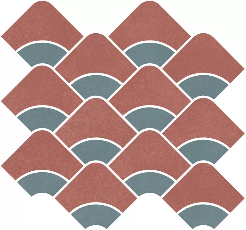 Керамическая плитка Декор kerama marazzi kmd2hid012br Таделакт наборный красный, бирюзовый матовый обрезной 28x30