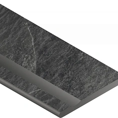 Бортик Италон Материя x2 Титанио с выемкой закругленный левый 620090001202 черный 30x120