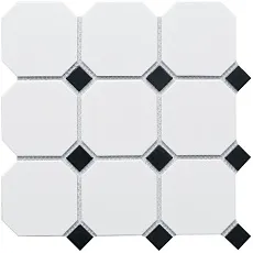 Мозаика octagon big Вайт/black Матт 30x30