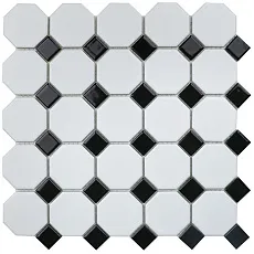 Мозаика octagon small Вайт/black Матт 29,5x29,5