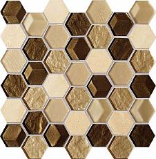 Мозаика drops stone brown hex 29,8x30