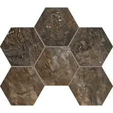 Мозаика estima br04 bernini hexagon dark brown коричневый неполированный 25x28.5