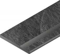 Бортик Италон Материя x2 Титанио с выемкой закругленный правый 620090001200 черный 30x120