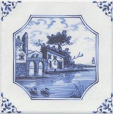 Керамическая плитка декор английский делфт замок 20x20