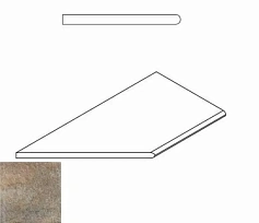 Италон ЭМЕРАЛЬД БОРТИК 30X60 ЗАКРУГЛ.ЛЕВ коричневый для крыльца для улицы