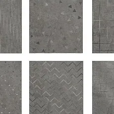 Керамическая плитка Вставка Аксима Адажио d2 серая набор из 6 плиток 20x20