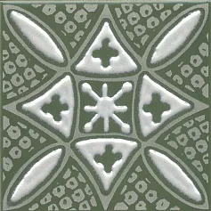 Керамическая плитка Декор kerama marazzi kmd3sta019gn Бахия 2 зеленый глянцевый 9.8x9.8