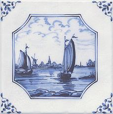 Керамическая плитка декор английский делфт корабли 20x20