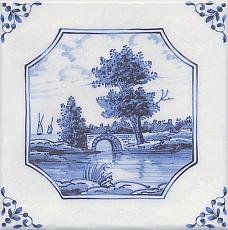 Керамическая плитка декор английский делфт мост 20x20