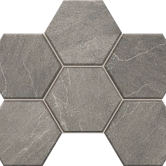 Мозаика estima gb02 Габбро/ gabbro Хексагон grey Серый 25x28.5