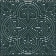 Керамическая плитка Декор kerama marazzi kmd3sta003bn Фес зеленый темный глянцевый 15x15